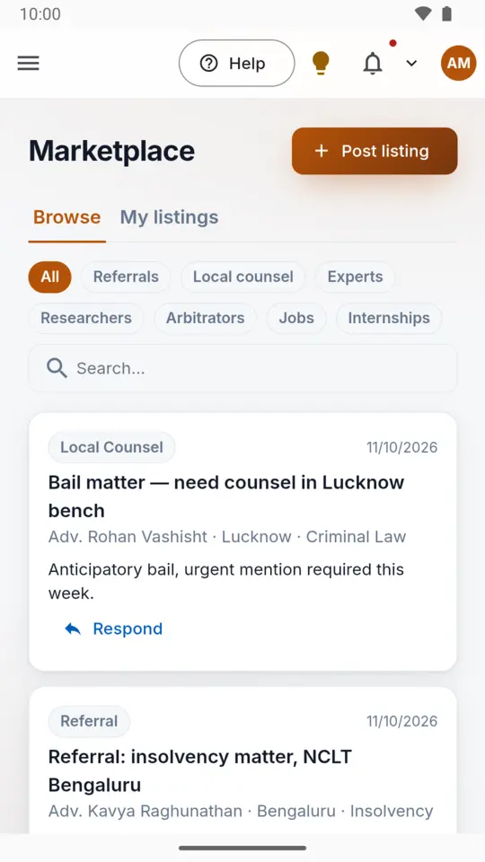 Requests for local counsel and referrals