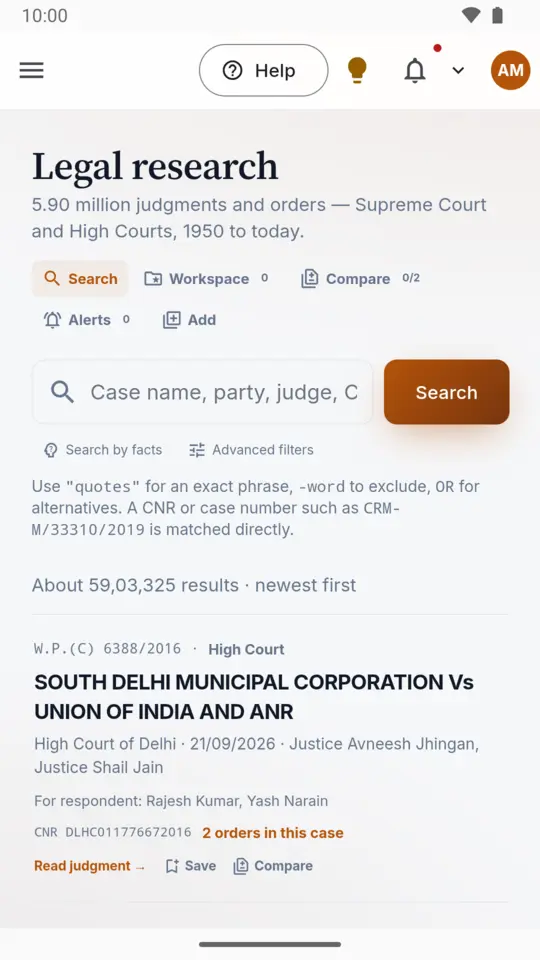 Searching Supreme Court and High Court judgments